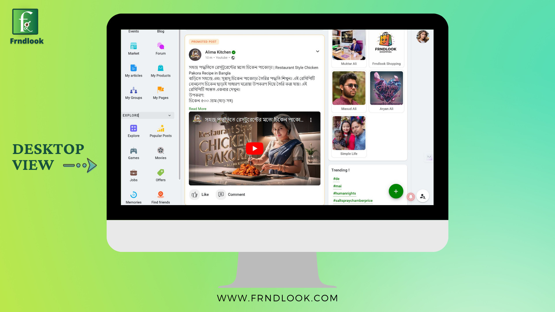 desktop View of Frndlook, The Best Indian Social Media App