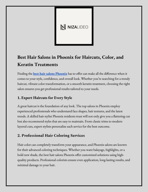 Best Hair Salons in Phoenix for Haircuts, Color, and Keratin Treatments | DOCX