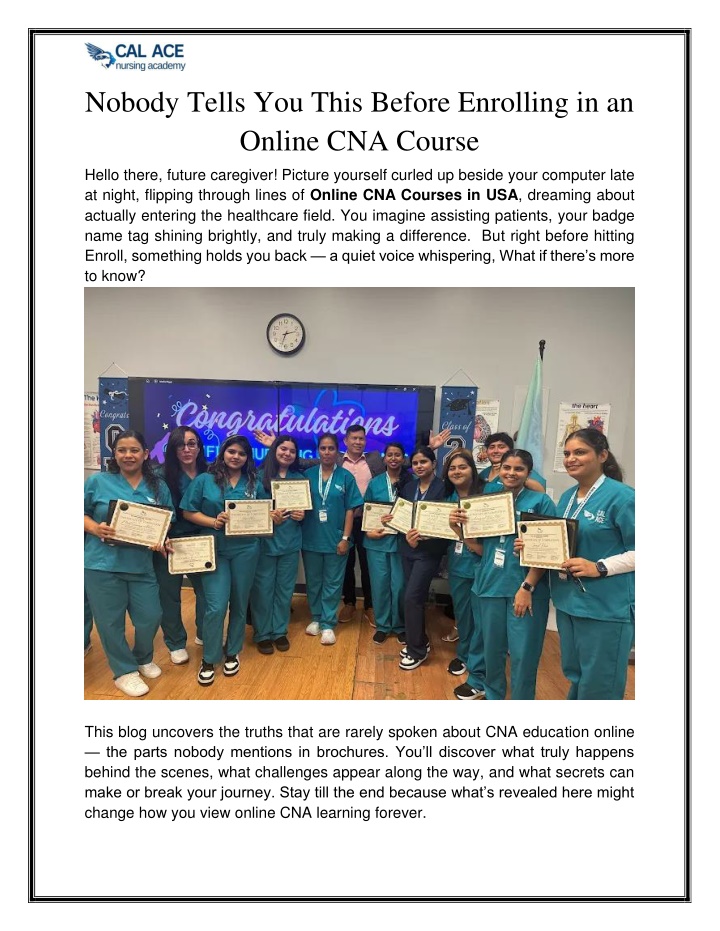 PPT - Affordable Online CNA Courses in USA for Nursing Students PowerPoint Presentation - ID:14826644