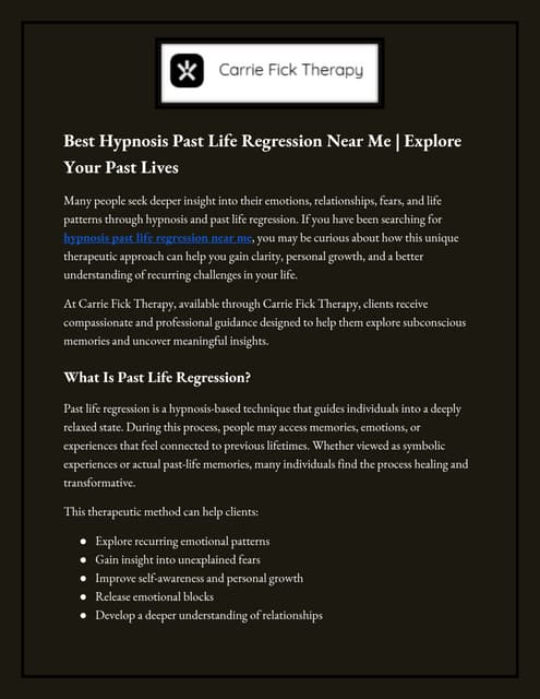 Explore Past Life Regression Hypnosis for Emotional Healing and Growth | PDF