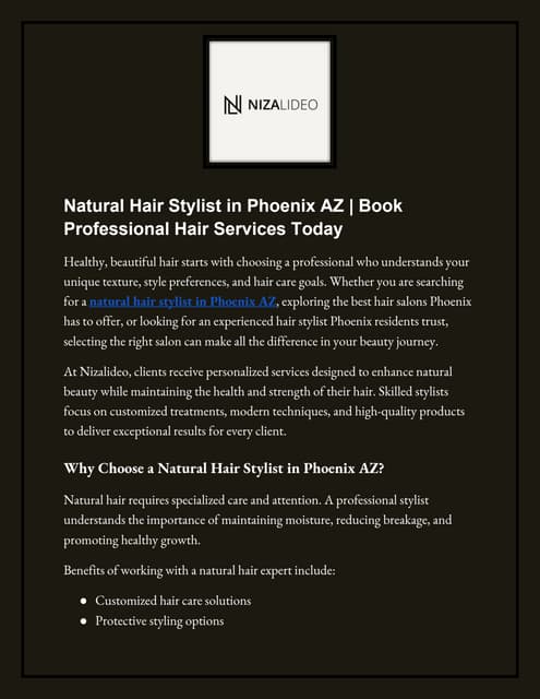 Expert Natural Hair Stylist Services in Phoenix AZ for Healthy, Beautiful Hair | PDF